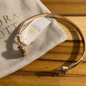 NWT Kendra Scott Elton Open Cuff Bracelet 14K Plated Crystal Oval Ends